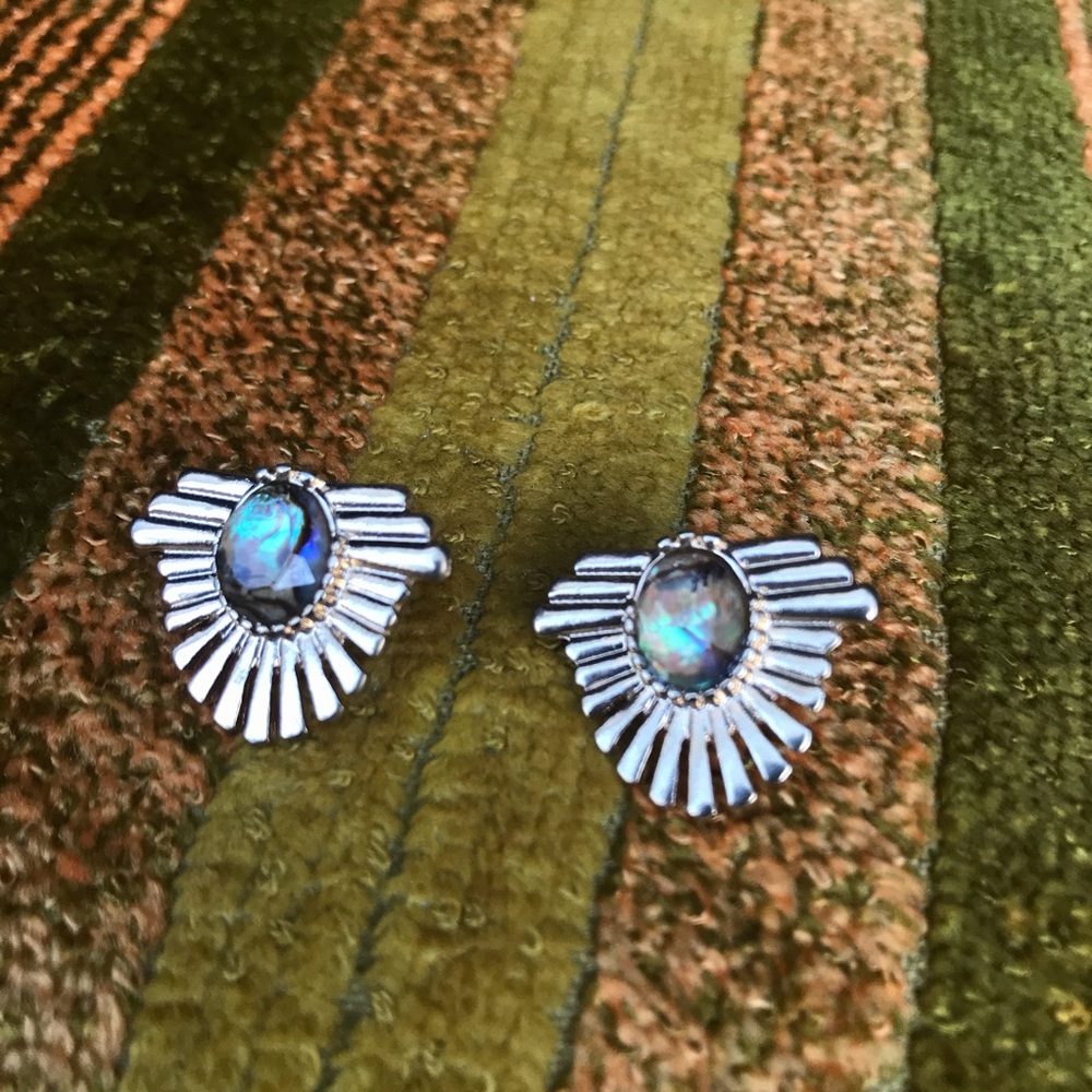 bold statement gold stone stud earrings retro 70s